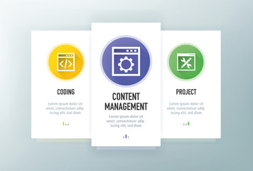 Web Design And Development Icons for Website and mobile app onboarding screens vector template stock illustration
