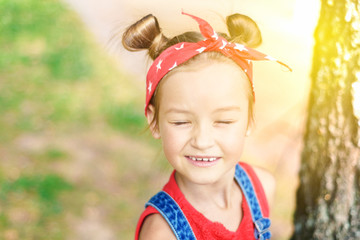 happy child playing on a children's playground