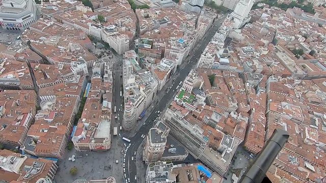 Cityscape skyline view of Madrid from the helicopter