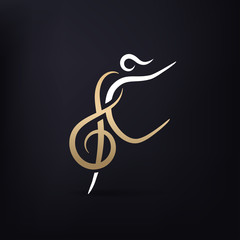 Artistic dance logo design. Vector image.