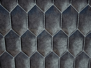 Leather stitched hexagon or honecomb black shiny texture