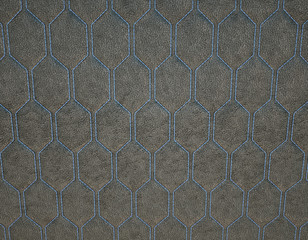 Leather stitched with blue hexagon or honecomb grey texture