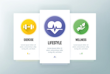 Healthy Living Icons for Website and mobile app onboarding screens vector template stock illustration