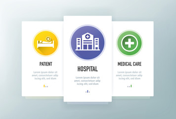 Healtcare Icons for Website and mobile app onboarding screens vector template stock illustration