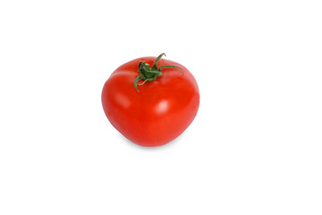 Fresh red tomato isolated on white background. Side view. Close up