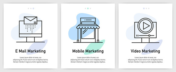 Digital Marketing Icons for Website and mobile app onboarding screens vector template stock illustration