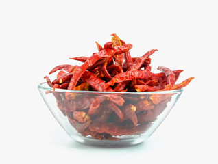 dry chilli on the glass bowl