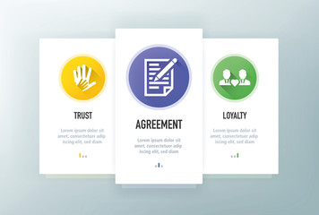 Commitment Icons for Website and mobile app onboarding screens vector template stock illustration