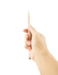 hand holding pencil measure something