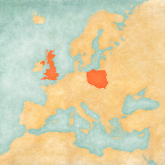 Map of Europe - UK and Poland