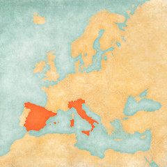 Map of Europe - Italy and Spain