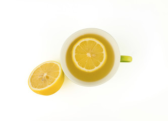 top view of lemon juice in cup