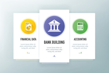 Banking And Finance Icons for Website and mobile app onboarding screens vector template stock illustration