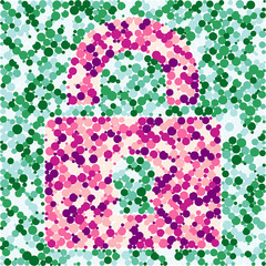 Closed Lock sign color distributed circles dots illustration