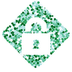 Closed Lock sign color distributed circles dots illustration