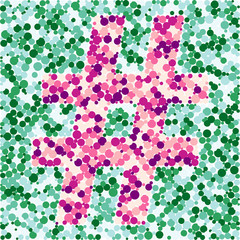 Hash Sharp sign color distributed circles dots illustration