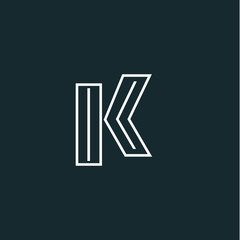 Simple initial letter k logo design with line art style