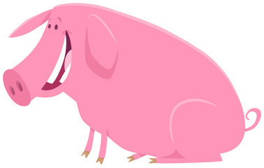 happy pig animal character cartoon illustration