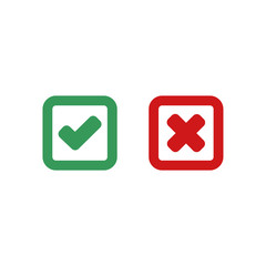 Green check mark and red cross icon symbol template black color editable vector sign isolated on white background illustration for graphic and web design.
