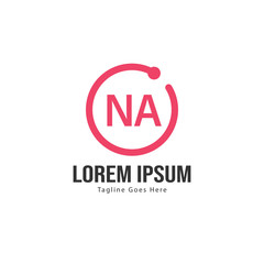Initial NA logo template with modern frame. Minimalist NA letter logo vector illustration
