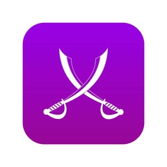 Crossed sabers icon digital purple for any design isolated on white vector illustration