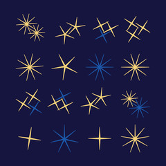Obraz premium Sparkles icon set. Star element. Sparkle lights vector