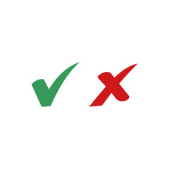 Green check mark and red cross icon symbol template black color editable vector sign isolated on white background illustration for graphic and web design.