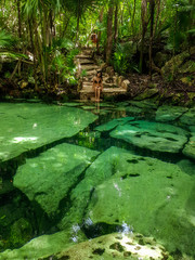 The hidden gem Cenote Azul in the Riviera Maya, Yucatan Peninsula