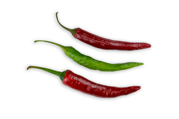 drei Chili Schoten rot und grün