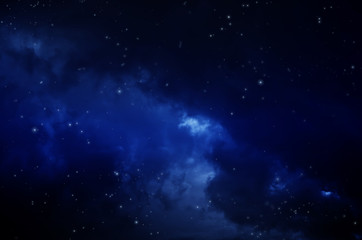 Fototapeta na wymiar Night sky with clouds. Universe filled with stars, nebula and galaxy