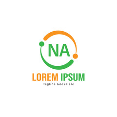 Initial NA logo template with modern frame. Minimalist NA letter logo vector illustration