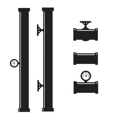 Pipe fittings vector icons set. Plumbing, water pipes sewage