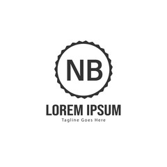 Initial NB logo template with modern frame. Minimalist NB letter logo vector illustration