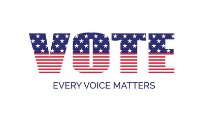 Vote. Every voice matters. Vector banner template for US presidential election