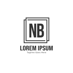 Initial NB logo template with modern frame. Minimalist NB letter logo vector illustration