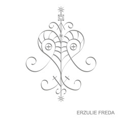 Vector icon with veve vodoo symbol Ersulie Freda
