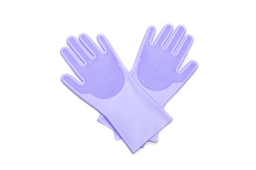 Obraz premium Rubber gloves for washing dishes and cleaning the house close-up