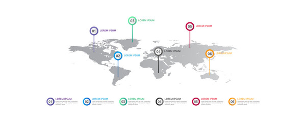 world map Infographic template with icons options . world infographic . business infographic for presentations, layout, banner, chart, info graph.