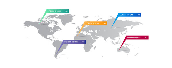 world map Infographic template with icons options . world infographic . business infographic for presentations, layout, banner, chart, info graph.