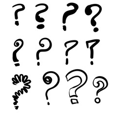 hand drawn doodle question marks set illustration