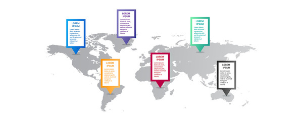 world map Infographic template with icons options . world infographic . business infographic for presentations, layout, banner, chart, info graph.