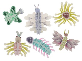 Cute bugs with butterfly