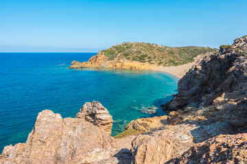 Fototapeta na wymiar Natural landscape on the Crete Island Greece, Vai beach