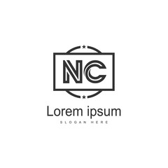 Initial NC logo template with modern frame. Minimalist NC letter logo vector illustration