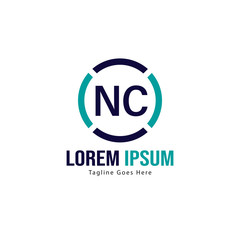 Obraz premium Initial NC logo template with modern frame. Minimalist NC letter logo vector illustration
