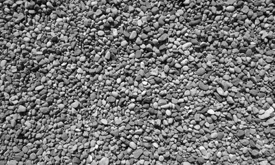 Pile of small gravel stones in black and white.