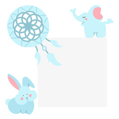 Obraz premium Poster template for social media with doodle characters.
