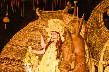 Kolkata West Bengal India October 2018 - Image of goddess devi Maa Durga or Parvati or Uma, wife of...