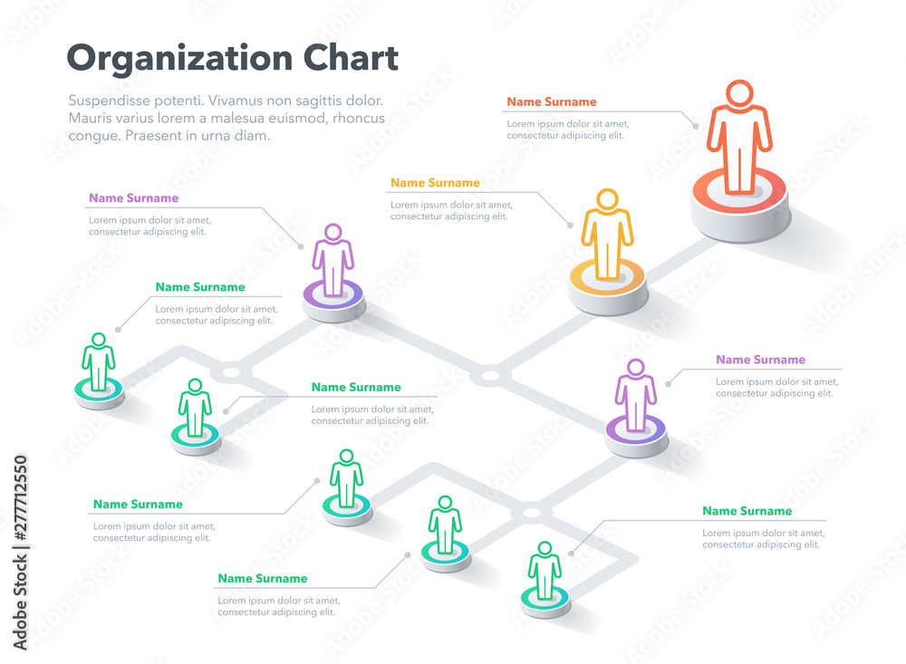 Aufkleber Modern simple company organization hierarchy chart template with place for your content. Easy to use for your website or presentation.