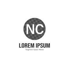 Initial NC logo template with modern frame. Minimalist NC letter logo vector illustration